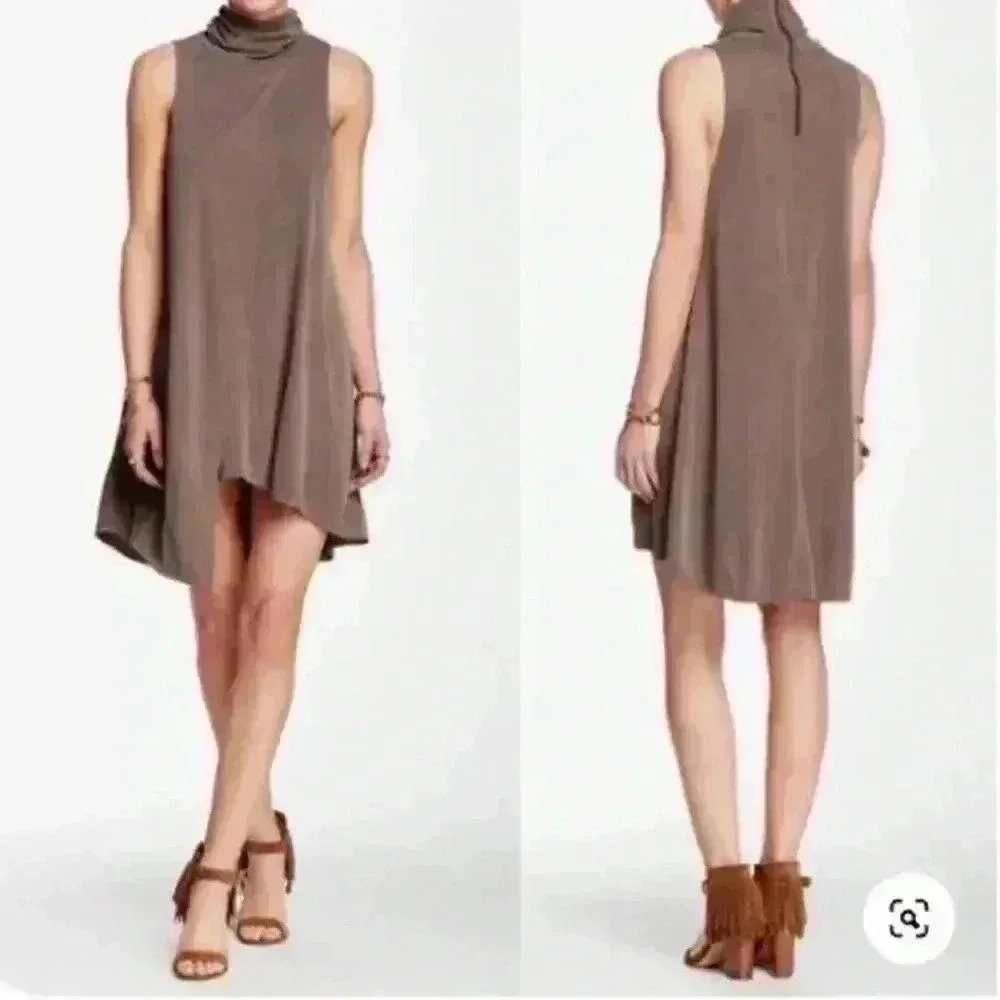 FREE PEOPLE Mock Neck Asymmetrical Sleeveless Dress - Small
